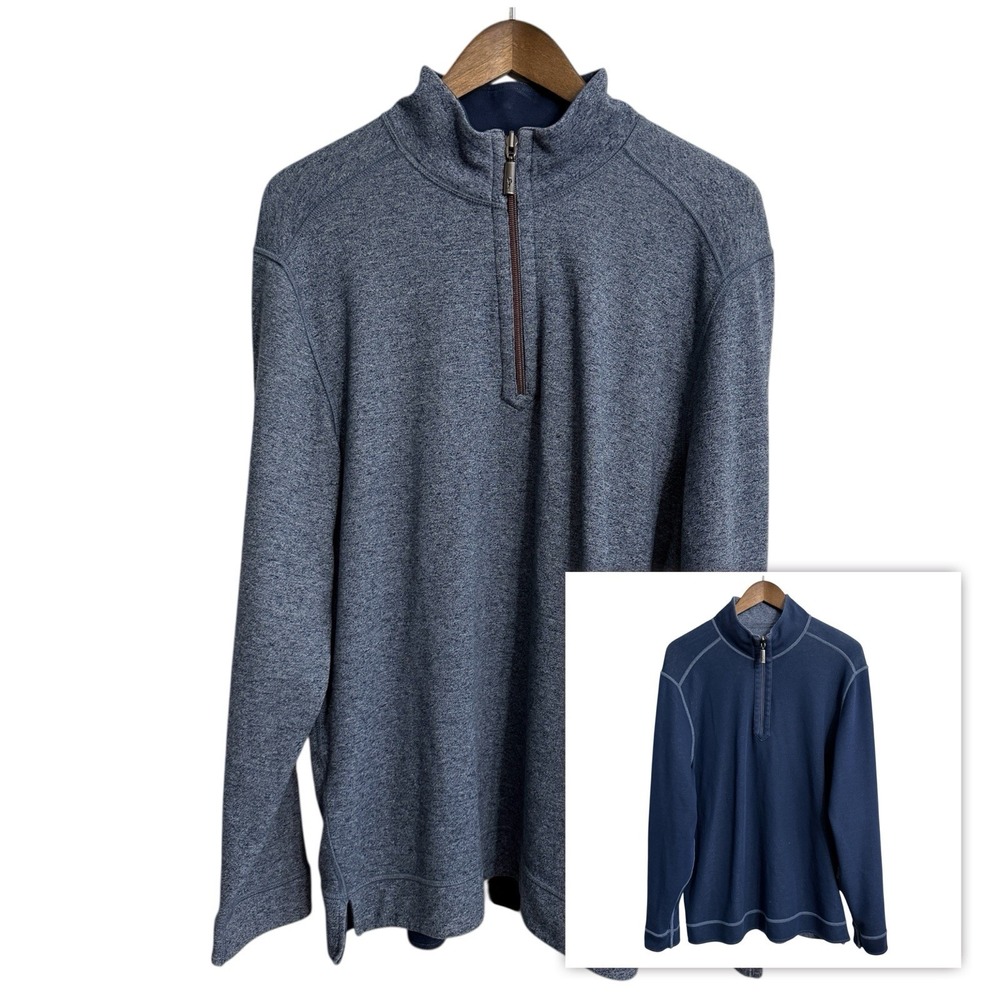 Tommy Bahama reversible 1/4 zip pullover men's large XL beach coastal nautical